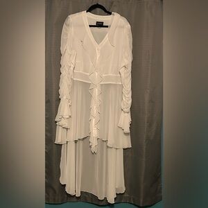 Elegant White Ruffled Dress